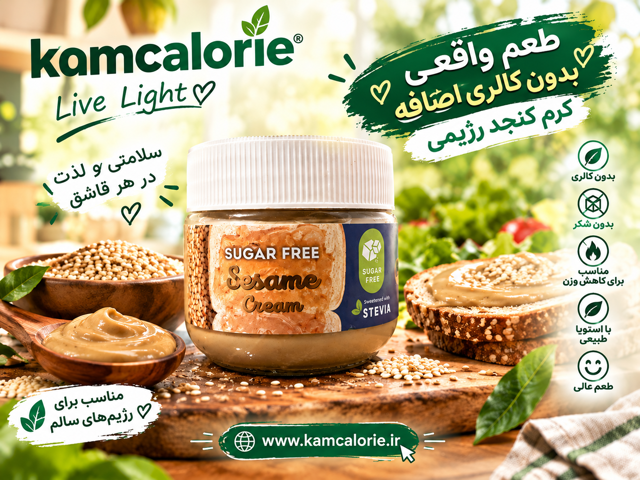 کرم کنجدی بدون شکر افزوده بیلو فیت / کم کالری
